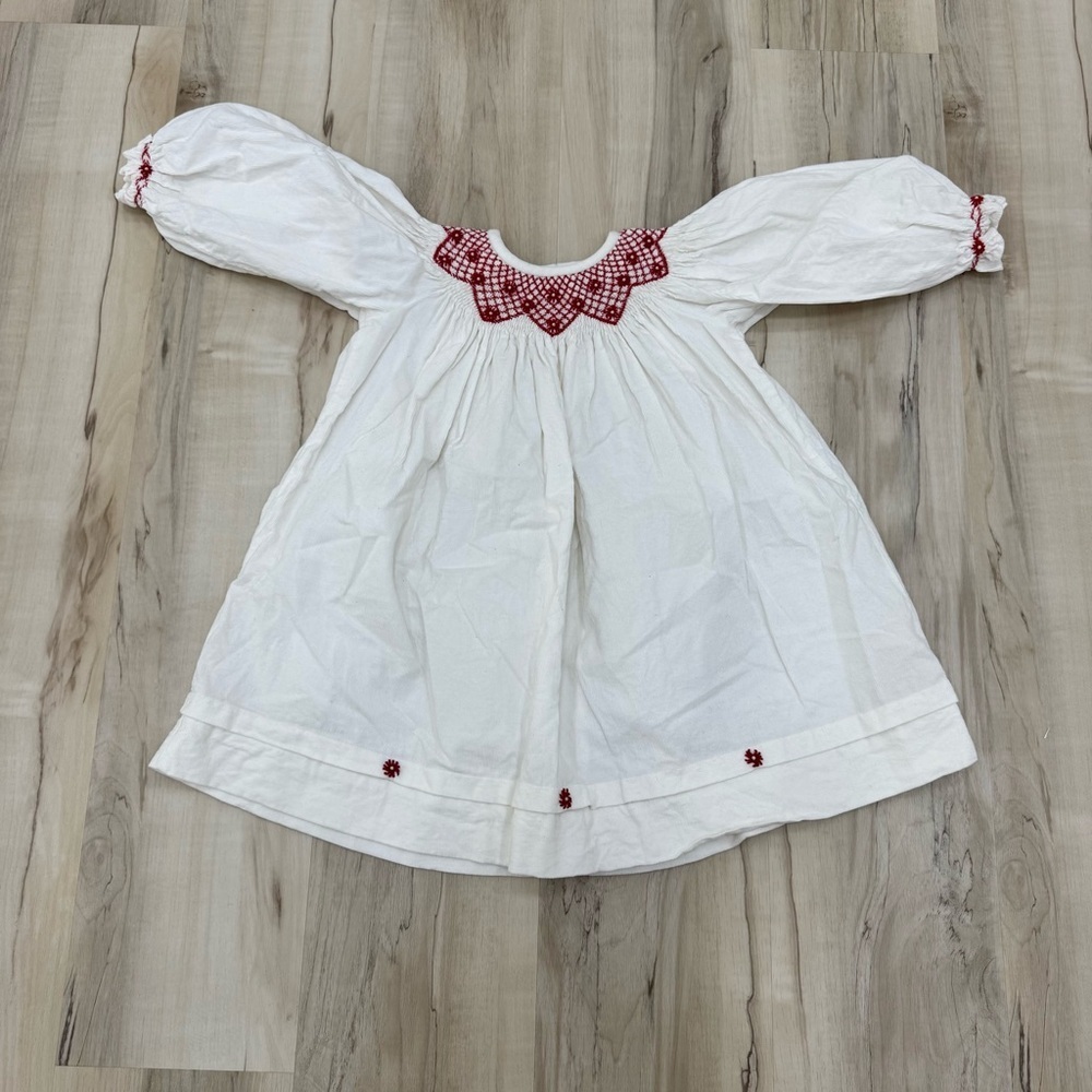 Christmas Dress, Brand: ZUCCINI KIDS, white corduroy size 2T boutique white Red - Picture 3 of 7